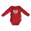 American's Birthday Red Baby Jumpsuit & Red White Blue Striped Heart Print TH581